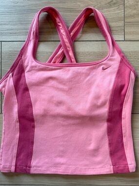 Nike Pink Strappy Tank Top Small Fitted Activewear